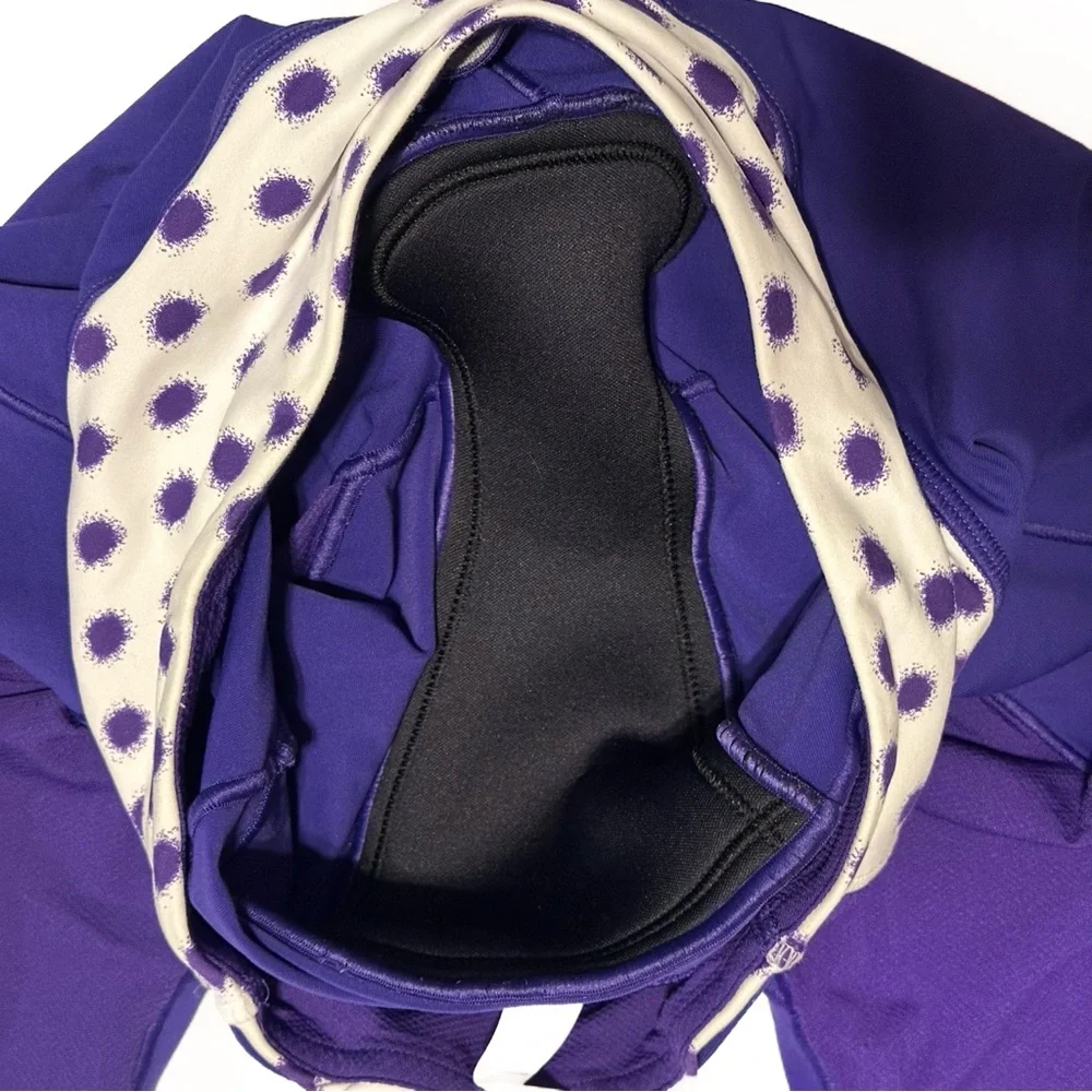 Lululemon Presta Padded Short in Bruised Berry / High Noon Dot White